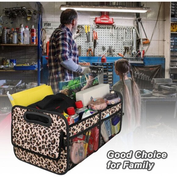 🆕Men Leopard Print Car Organizer Storage with 6 Pocket Accessoriesizer Trunk - Picture 3 of 9